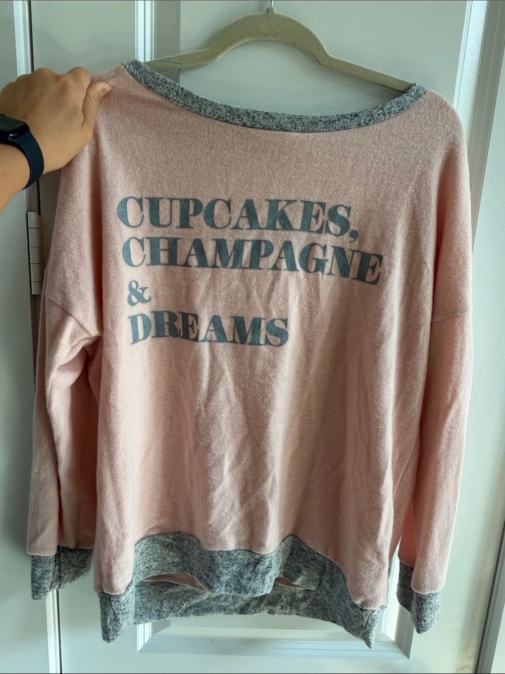 Vintage Havana Pink Graphic Sweatshirt with Gray Trim